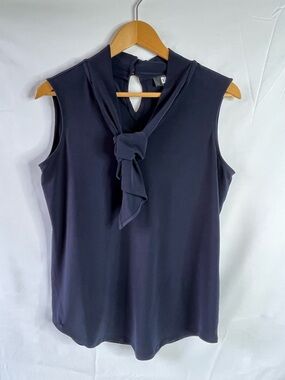 DKNY Navy Sleeveless Tie-Neck Camisole